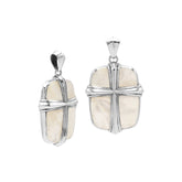 Sterling silver pendant with cross overlay and shimmering mother of pearl inlay, handcrafted Bali artisan jewelry for elegant everyday wear.